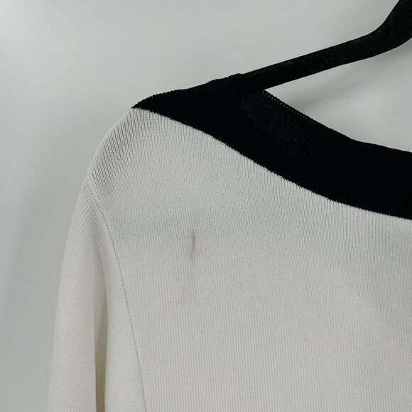 ADOLFO DOMINGUEZ White Black Boat Neck Half Sleeve Knit Shirt Size Small - Picture 9 of 9